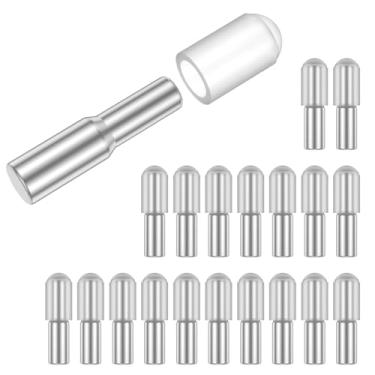 Imagem de LZVXTYM Kit de suporte de prateleira, 20 peças, prateleiras de aço inoxidável de 5 mm, 1/10.2 cm, pino de suporte, reutilizável, prateleiras, suporte de suporte com capa contra poeira para prateleiras