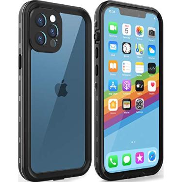 Imagem de LOVE BEIDI Capa à prova d'água para iPhone 12 Pro Max de 6,7 polegadas, capa à prova de choque de corpo inteiro para iPhone 12 Pro Max com protetor de tela, capa de telefone à prova de poeira para iPhone 12 Pro Max (preto-transparente)