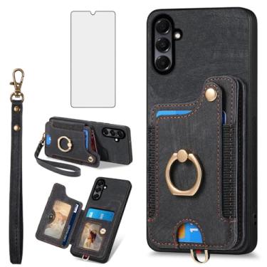 Imagem de Asuwish Capa de telefone para Samsung Galaxy A26 5G capa carteira com protetor de tela de vidro temperado e alça de pulso RFID suporte de cartão de crédito anel acessórios de celular A 26 26A LTE