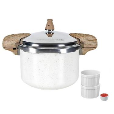 Imagem de Panela De Pressão Antiaderente Cerâmica 5,4L Indução Vanilla - Coza/Br