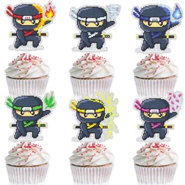 Imagem de 18pcs Ninja Master Cupcake Topper Kids Happy Birthday Ninjutsu, Martial Arts, Karate, Warrior, Fighter Decoration, Boy and Girl Birthday Party, Samurai Fighting Party Decoration