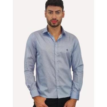 Imagem de Camisa Dudalina Masculina Slim Superfine Cotton Mini Print Azul Claro-Masculino