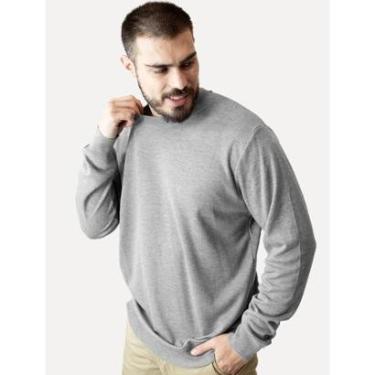 Imagem de Suéter Dixen Masculino Tricot Crewneck Liso Cinza Escuro Mescla-Masculino
