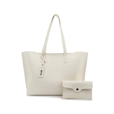 Imagem de Bolsa Feminina Sacola Grande Cabe Notebook Para Escola e Faculdade (MARFIM)