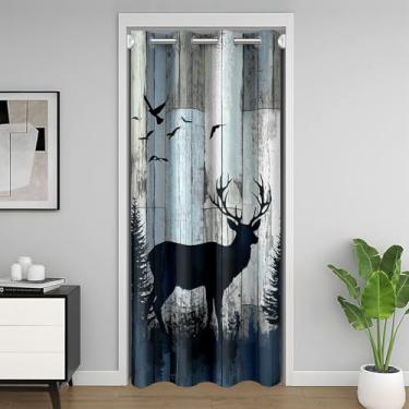 Imagem de jejeloiu Cortina divisória de quarto de cervo infantil 86 x 203 cm, 1 painel, cortina de porta de urso rústica para privacidade de entrada para meninos meninas fazenda capa de armário cabana país