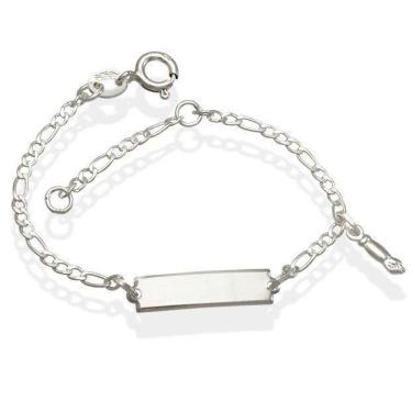 Imagem de Pulseira De Prata Infantil Chapa Lisa Com Figuinha 12Cm