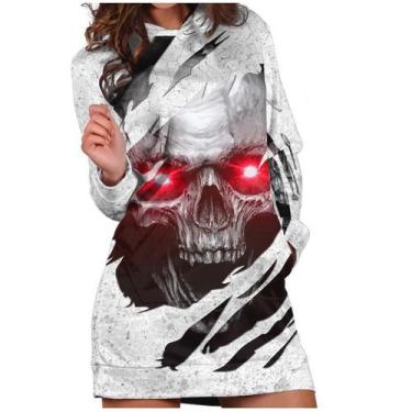 Imagem de Moletom feminino com capuz de manga comprida com capuz e bolso com est