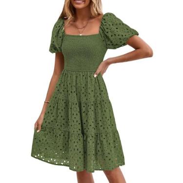 Imagem de Vestido feminino PRETTYGARDEN, de verão, sem ombro, verde militar