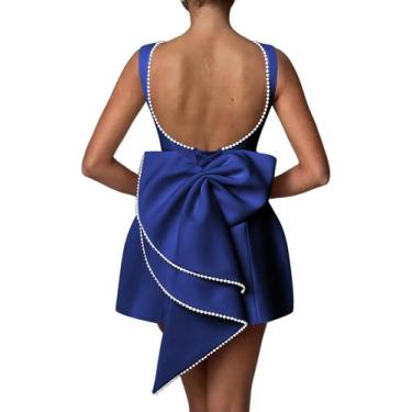 Imagem de Vestido de festa Aosadin Satin Classy Prom Back Azul royal