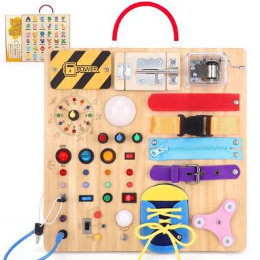 Imagem de Brinquedos Busy Board Grarain Montessori de 1 a 3 anos com 15 interrup