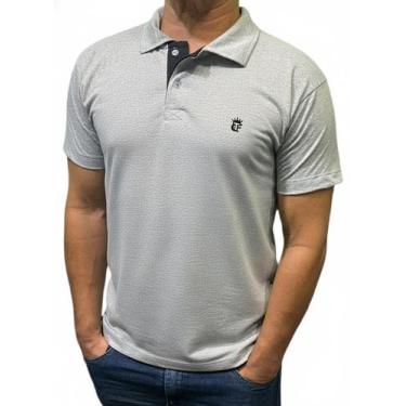 Imagem de camisa polo masculina algodão marca toqref, Cinza claro, P