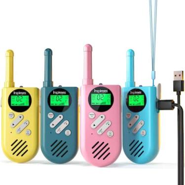 Imagem de Walkie Talkies Inspireyes recarregáveis 48h para crianças, pacote com 