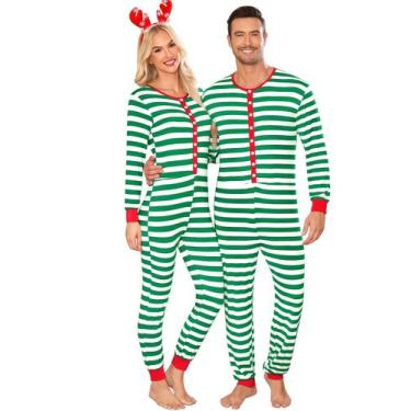 Imagem de Conjunto de pijamas SWOMOG para mulheres, Natal, família, listras maci