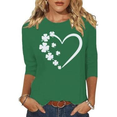Imagem de Camisa Peugryu St Patrick's Day Shamrock Clover manga 3/4
