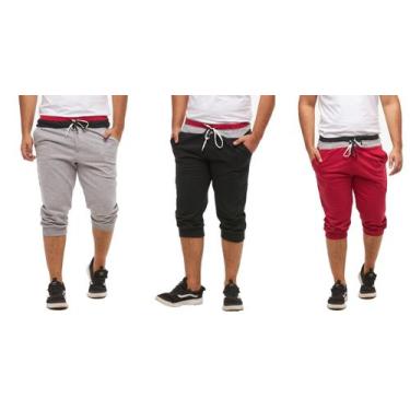 Imagem de Kit com 03 bermudas de moletom saruel skinny masculino - Wooks, P, B1,