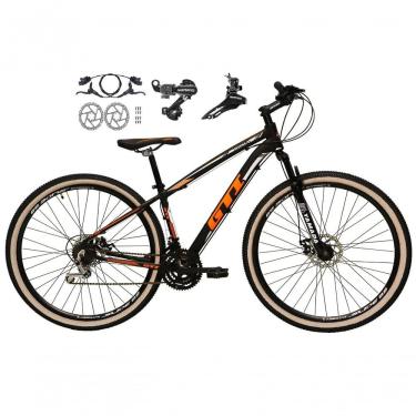 Imagem de Bicicleta Aro 29 Gti Roma 21v Câmbios Shimano Freio Disco Hidráulico Suspensão Pneu Faixa - Preto-laranja Tam.15