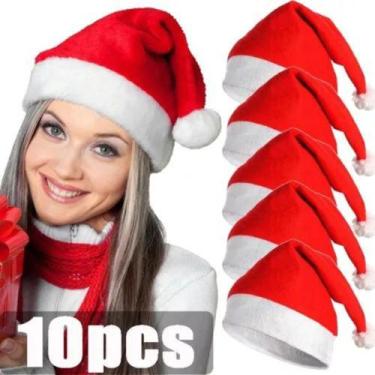 Imagem de Kit 10 Gorro Touca Do Papai Noel Feltro Liso Natal Enfeite - oem