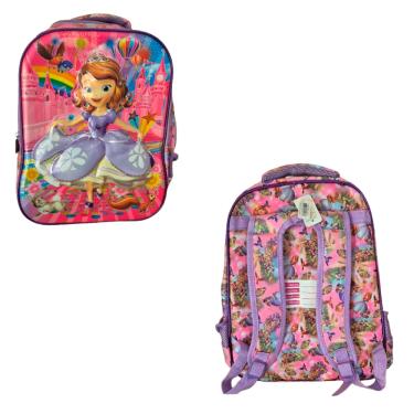 Imagem de Mochila Princesa Sofia Rosa Alto Relevo 3 Zíperes 9213