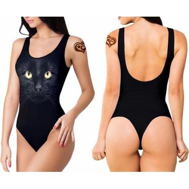 Imagem de Body Maio de Gato Lingerie Cat Animal Felino cavado Preto - Alemark, P