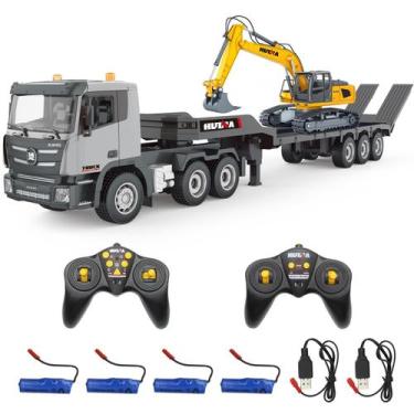Imagem de Conjunto de semi-caminhão e escavadeira RC Fistone 1:24 com som e luz