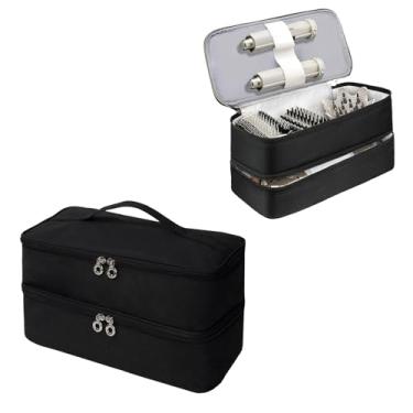 Imagem de Labreccos Estojo de transporte de viagem compatível com Shark Flexstyle SpeedStyle, bolsa de armazenamento de camada dupla para cabelo modelador de ar acessório quente (preto)