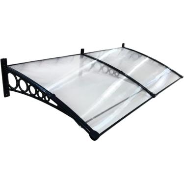 Imagem de Toldo Policarbonato 1,90x0,80m Cobertura para Portas e Janelas Imperial com Fita de Vedação Proteção Casa e Comércio com Filtros de Raios UV (TRANSPARENTE COM PRETO)