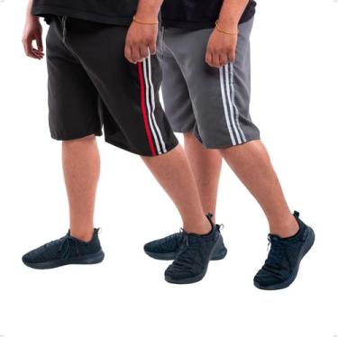 Imagem de Kit 2 Bermudas Plus Size Masculina Short Tactel   - Ben20, Preto, Cinz