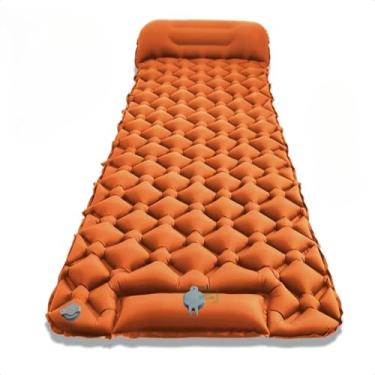 Imagem de 190 * 120 * 5 Cm Colchão Inflável Automático De Casal Sleeping Pad Ar Externo Portátil De Acampamento impermeável (190 * 58 * 5 Cm Laranja)