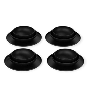 Imagem de Pratos de Jantar, Kit Conjunto 12 Pratos Colours Cinza Escuro Street, Perfeito para Qualquer Ocasião(Preto)