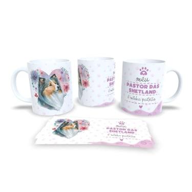 Imagem de Caneca de Cerâmica Beagle Apaixonado, Branca, 325ml, Decorada com Flores e Patas, Tema Amor Canino (13199)