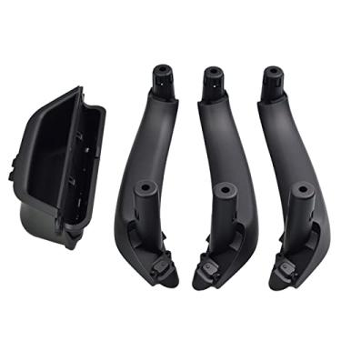 Imagem de 4 peças lado esquerdo direito maçaneta da porta do passageiro interruptor da janela do motorista apoio de braço substituição compatível com BMW X3 X4 F25 F26 2010-2016 (acabamento interno-4PCS, preto)
