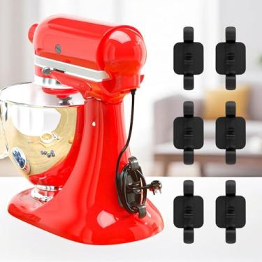 Imagem de Organizador de cabos para utensílios de cozinha – 6 peças de fita adesiva para batedeira, torradeira, cafeteira, fritadeira a ar, panela de pressão, preto, branco e cinza