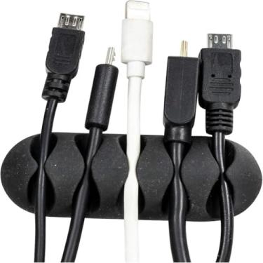 Imagem de Pacote com 6 organizadores de cabos de mesa adesivos versáteis para carregador, carregador, prendedor de fio de mesa USB