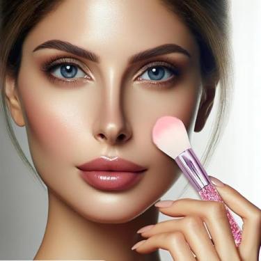 Imagem de Conjunto de pincéis de maquiagem com 10 peças, pincéis de sombra com glitter de cristal, ferramentas de sobrancelha, blush, contorno e maquiagem facial para iniciantes e profissionais