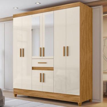 Imagem de Guarda-roupas Casal 8 Portas 1 Gaveta com Espelho Portugal - Moval