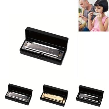 Imagem de Gaita de titânio de 10 furos com furos numerados, instrumento para iniciantes, afinação C, adequada para festas e feriados, prata