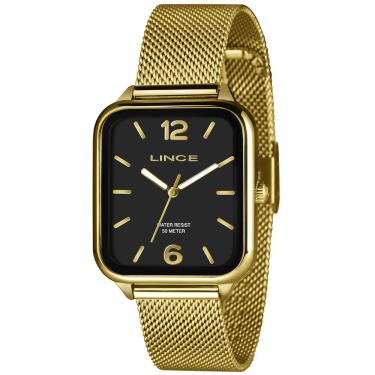 Imagem de Relógio Lince Masculino Ref: Mqgh213l34 P2kx Retangular Mesh Dourado