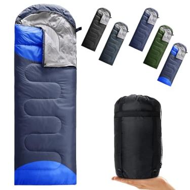 Imagem de Petgin Saco de dormir para acampamento, 3 estações, clima quente e frio, leve, impermeável, mochila portátil para adultos e crianças - acessórios essenciais para acampamento, caminhada, viagem, azul