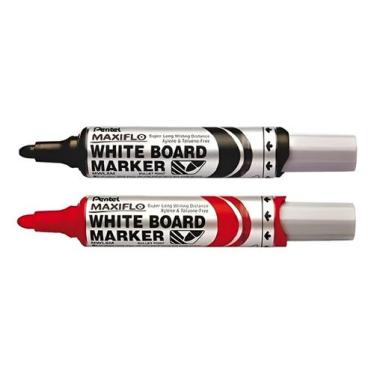 Imagem de Kit 2 Marcador 6MM Quadro Branco PRETO VERMELHO Maxiflo - Pentel