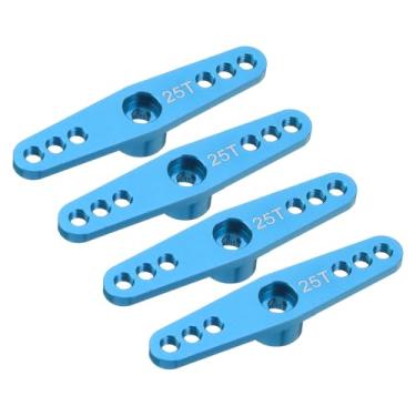 Imagem de Generic 4 peças de buzina servo de alumínio 25T Servo Buzina Direção Braços duplos 47 mm Comprimento Azul celeste Adequado para DIY RC Carro/Barco/Aviões Barco Modelos Acessórios