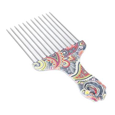 Imagem de AYNEFY Pente de Picareta de Cabelo, Picareta de Cabelo Afro Profissional de Aço Inoxidável, Desembaraça Sem Esforço Cacheados para Mulheres e Homens (flor de cintura K4)