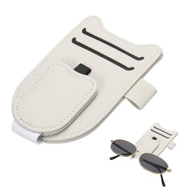 Imagem de HARFINGTON 1 peça suporte de óculos de sol para carro suporte magnético de óculos de sol viseira universal clipe acessórios de carro interior para cartões de bilhete de óculos, bege