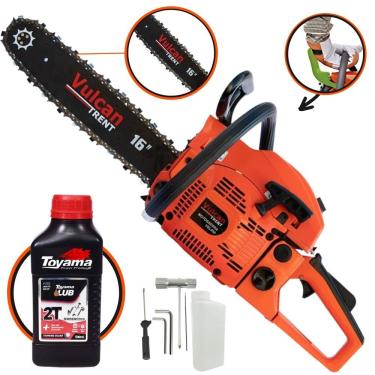 Imagem de Motosserra Vsl450 2t 45cc 2,30hp Sabre Pta Rolante 16 Cor. 3-8 X 1,5mm Vulcan Trent + Óleo Toyama Fg50 500ml 2t
