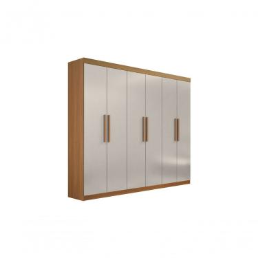 Imagem de Guarda Roupa Casal 6 Portas Sem Pés Leblon D' Doro Cinamomo/off White