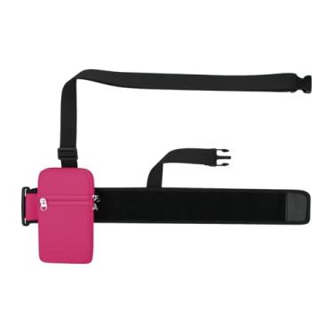 Imagem de predolo Bolsa para garrafa de água reutilizável e prática com bolso com zíper para celular, ideal para ciclismo e esportes ao ar livre, Rosa Vermelha