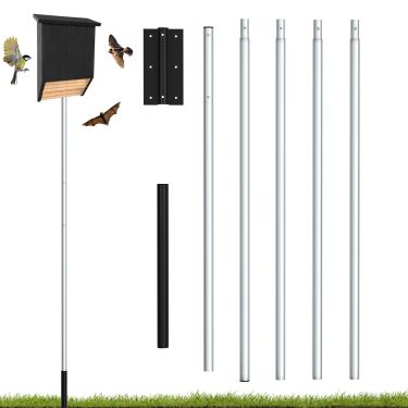 Imagem de Mastro de alumínio para casa de morcego de 38 cm, mastro telescópico roxo Martin, design de 5 seções com soquete de aterramento de 8 furos para estabilidade do vento, kit completo de mastro de morcego