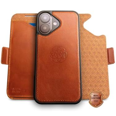 Imagem de Dreem Real Leather for iPhone 17 Case Wallet, Revolutionary Phone Stand, MagSafe-Fit, Magnetic Detachable Flip Cover, RFID Blocking Card Holder, Gift-Box [Fibonacci:Caramel]