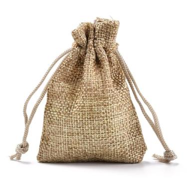 Imagem de 20 unidades de bolsas de poliéster peru com cordão de 9 x 7 cm bolsas de imitação de estopa bolsa de armazenamento à prova de poeira miçangas pingentes bolsa de joias de Natal dia dos namorados