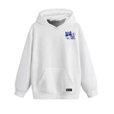 Imagem de Blusão Moletom Canguru Gato Infantil Personalizado com Capuz e Bolso-Unissex