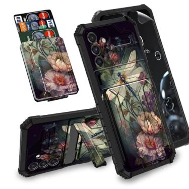 Imagem de BREIDMKFM Capa para celular Galaxy A16 5G, para Samsung A16 5G com protetor de tela, suporte e suporte para cartão, capa protetora híbrida à prova de choque de camada dupla removível, linda flor de